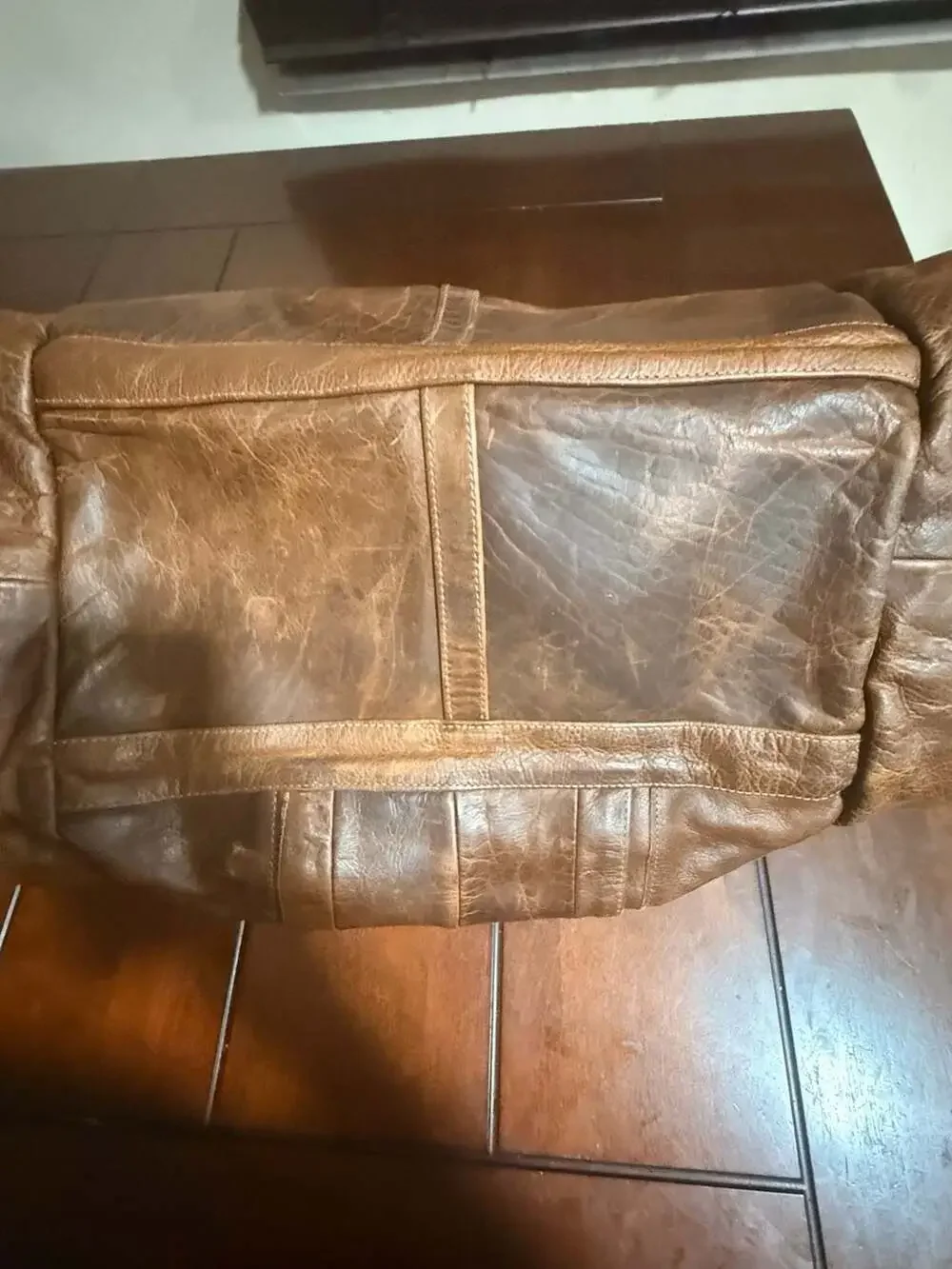 Vintage Distressed Brown Genuine Leather Duffel Travel Bag Made in Mexico